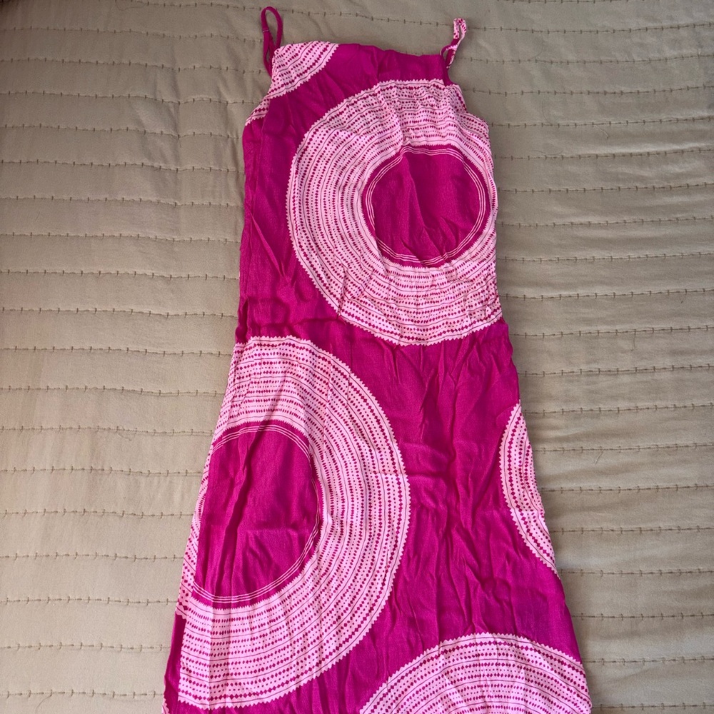 Manaola Bright Pink Circle-Print Maxi Dress